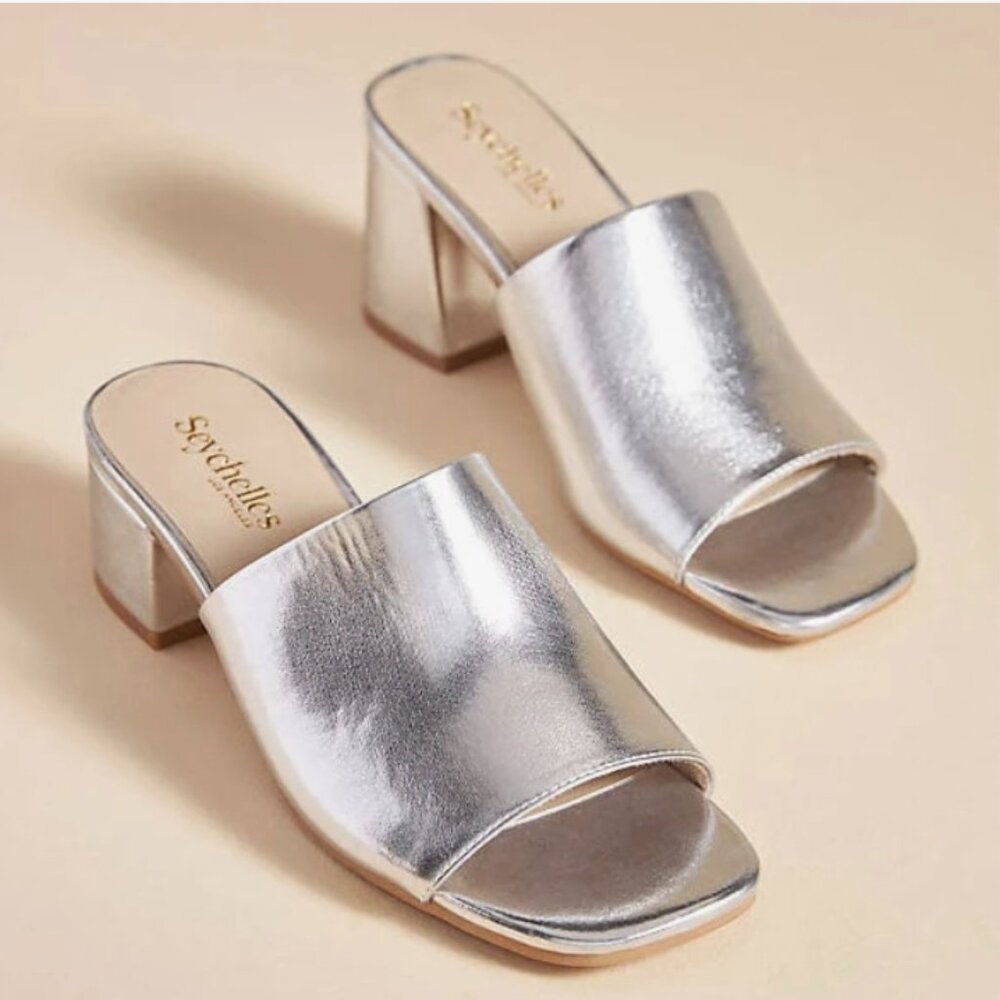 Seychelles Adapt Silver Leather Upper Heels - 3 Inch Heels